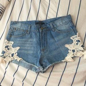 Jean Shorts with Lace Trim - M/L
